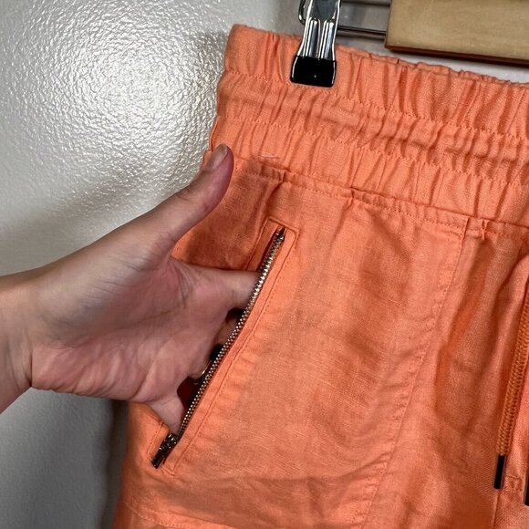 Athleta Cabo Linen Jogger Pants Size 6 Cactus Peach Coral Travel Beach Coastal - Picture 5 of 11